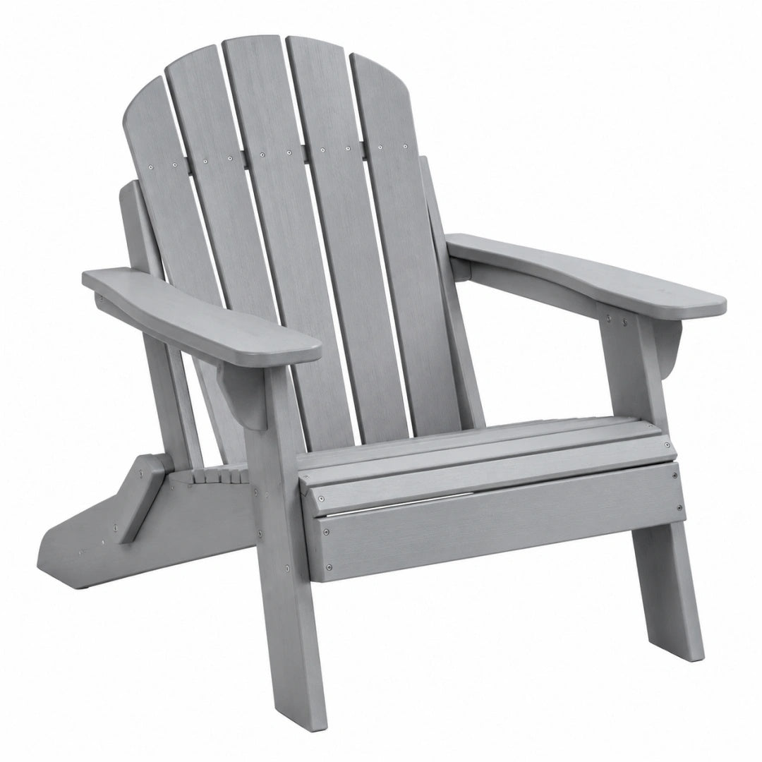 Adirondackstuhl 83 x 79 x 98 cm Grau Kunststoff in Holzoptik klappbar für Garten