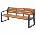 Gartenbank 150 cm Holz Metall Braun Schwarz mit Armlehnen moderner Stil