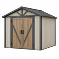 Gartenhaus 200 x 150 x 210 cm aus Kunststoff in Holzoptik Beige/Braun mit Satteldach