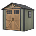 Gartenhaus 240 x 180 x 220 cm aus Holz Grün Naturholz Schwarz mit Doppeltür
