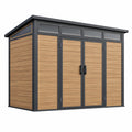 Gartengerätehaus 200 x 120 x 180 cm Metall Holzoptik Braun Anthrazit moderne Gartenaufbewahrung