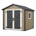 Gartenhaus 240 x 180 x 220 cm Holzoptik Metall Dach Anthrazit Natur mit Doppeltür