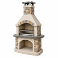 Gartenkamin mit Grill 120 x 90 x 230 cm Stein Edelstahl Beige Grau rustikaler Außenkamin