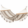 Hängematte 200 x 100 cm aus Baumwolle in Beige Braun - Boho Stil für Garten und Terrasse