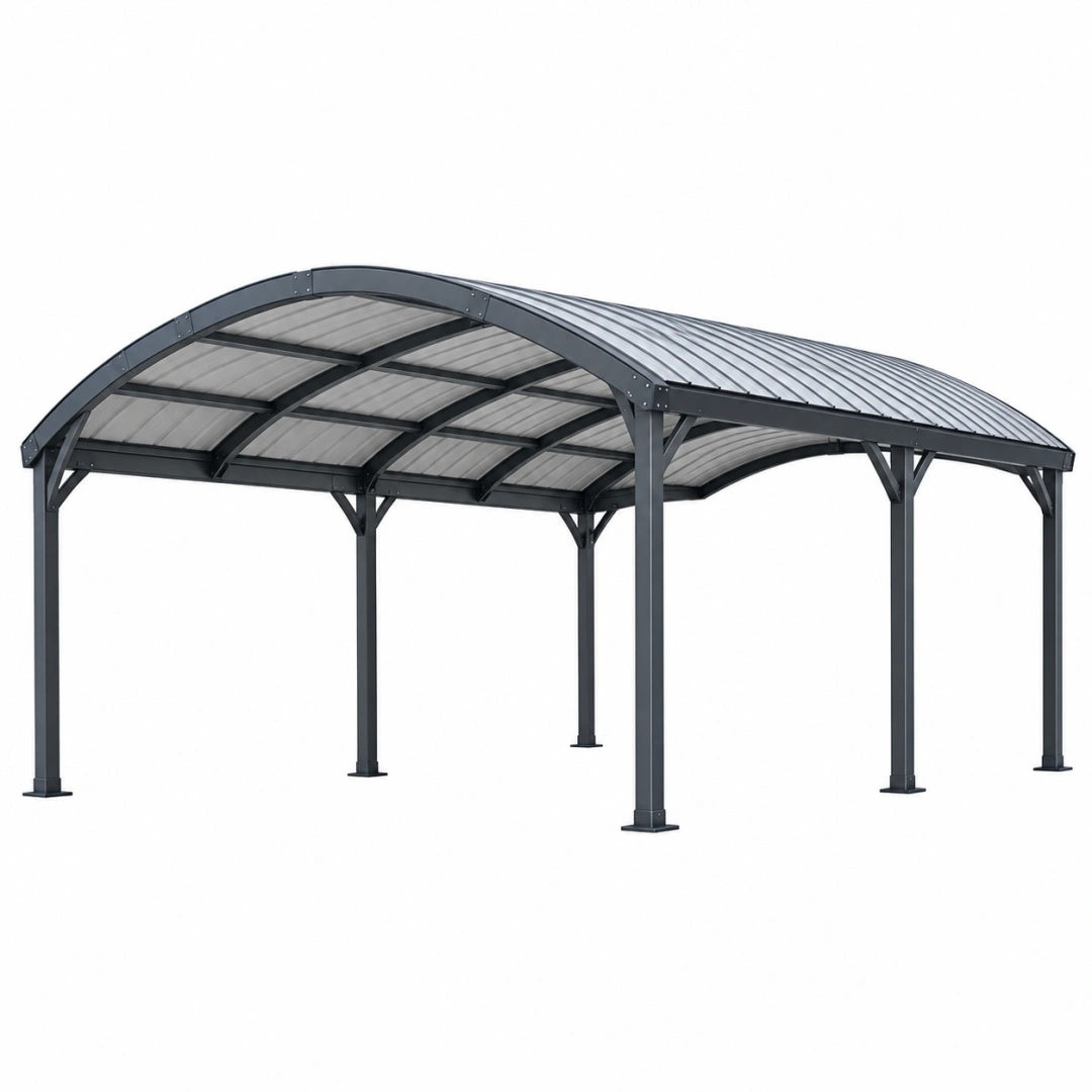 Carport 600 cm 300 cm aus Stahl in Anthrazit mit Polycarbonatdach - freistehender Wetterschutz