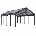 Carport 600 x 300 x 290 cm aus Metall Anthrazit Grau mit Satteldach