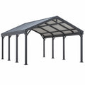 Carport 600 x 300 x 270 cm aus Metall Schwarz mit Polycarbonatdach für Fahrzeuge