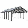 Carport 600 x 300 x 270 cm Stahl Anthrazit mit transparentem Polycarbonatdach