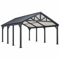 Stahl-Carport 600 x 300 x 270 cm Schwarz Weiß mit Satteldach für Fahrzeuge